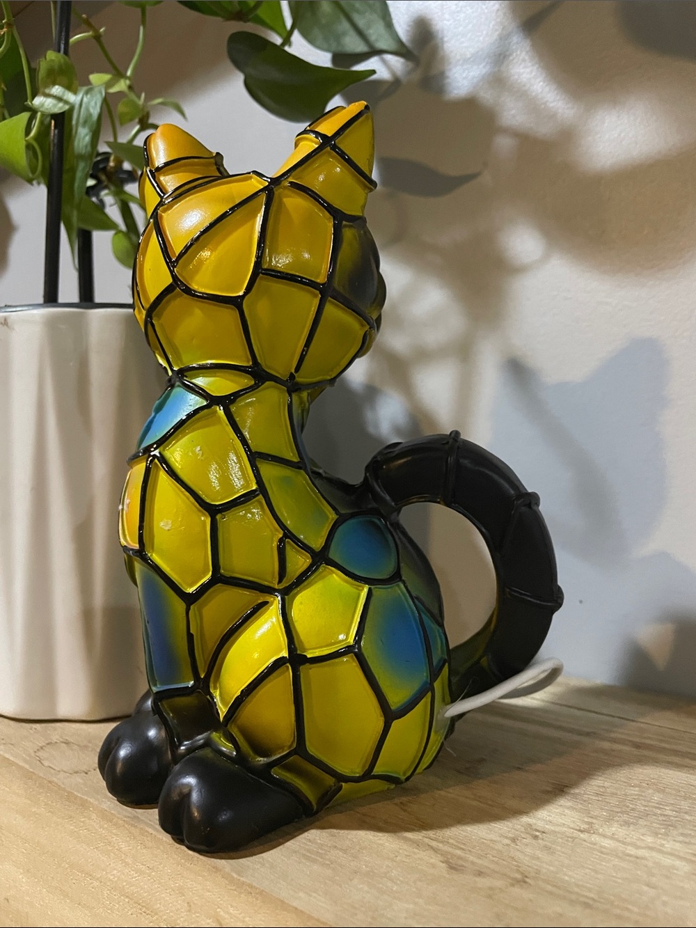 Cat Table Lamp Resin Colorful Stained Glass - Picture 8 of 15